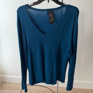 Grace elements Teal turquoise blue V-neck long sleeve top